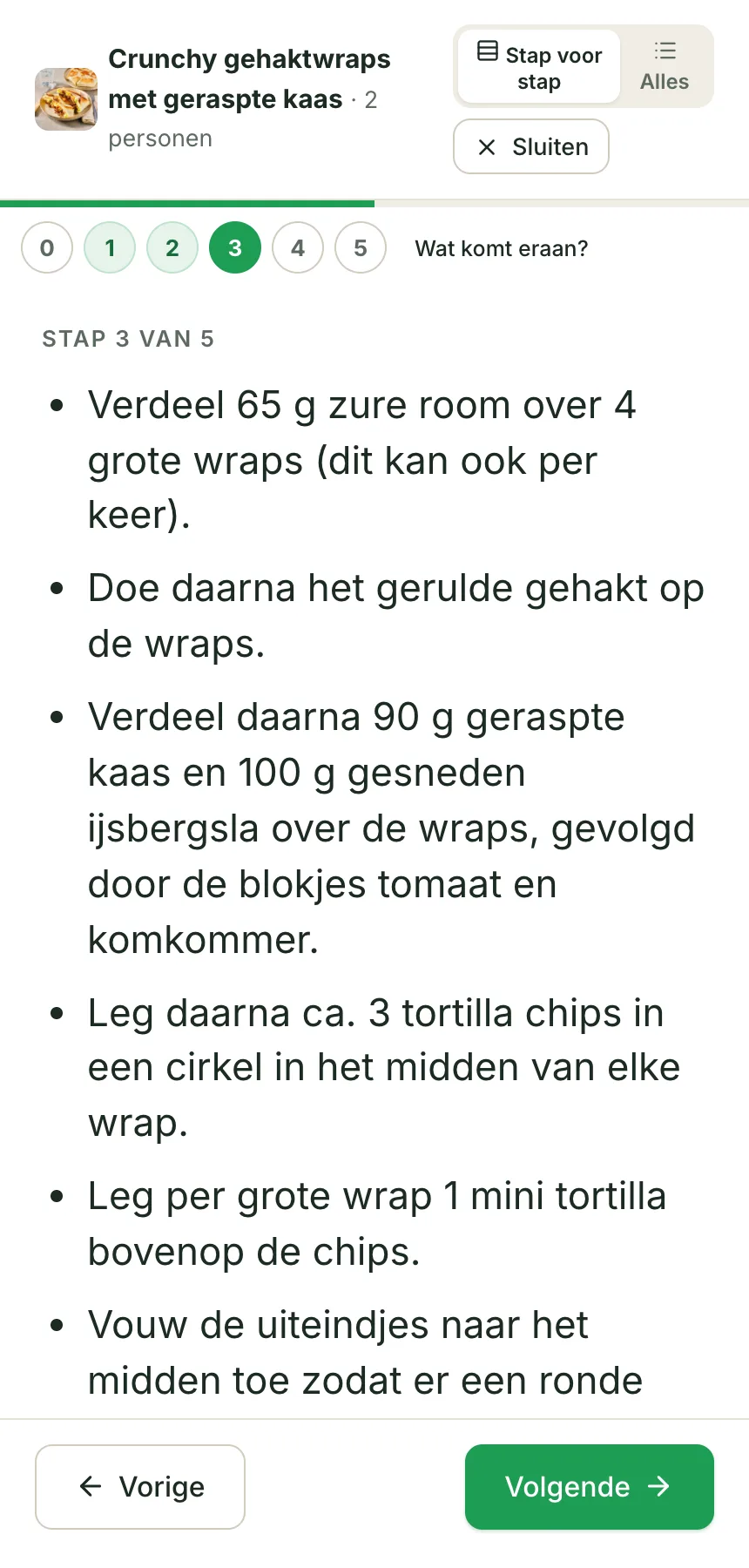 Kookmodus op de telefoon